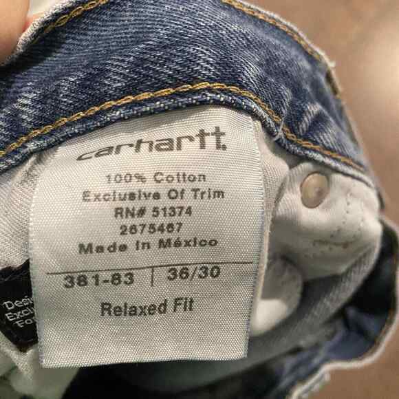 Carhartt Jeans Mens 36x30 Blue Baggy Relaxed Distressed Worn Workwear - Picture 2 of 16